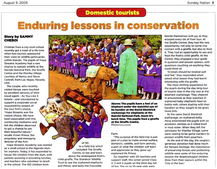 Hope Streams Academy, Nairobi, Kenya in the news